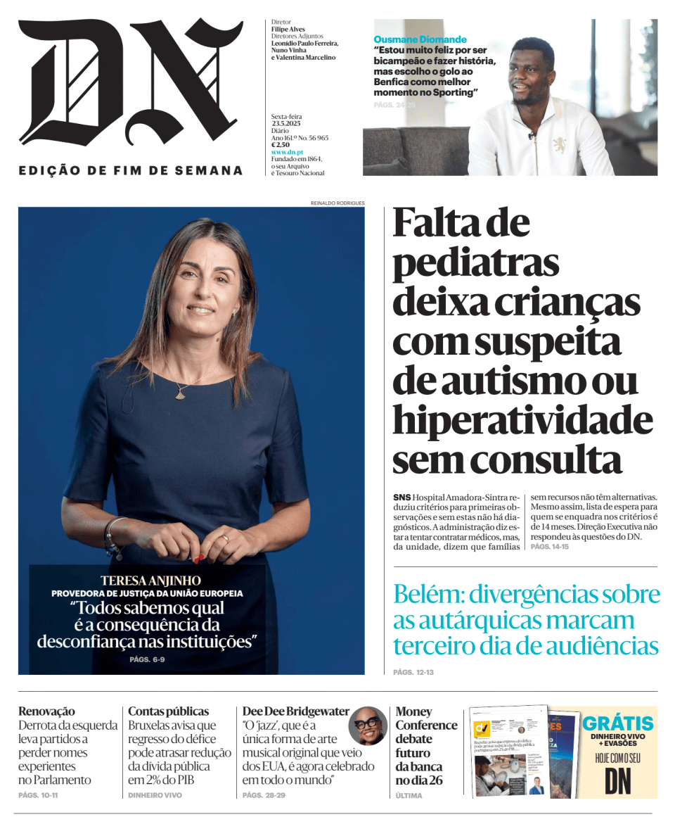 Prima-pagina-Diario de Noticias-edizione-di-oggi-20250523